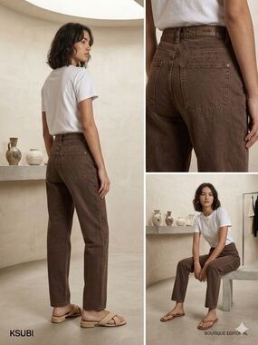 Ksubi Play Back High Rise Relaxed Straight Leg Brown Denim Jeans Size 29